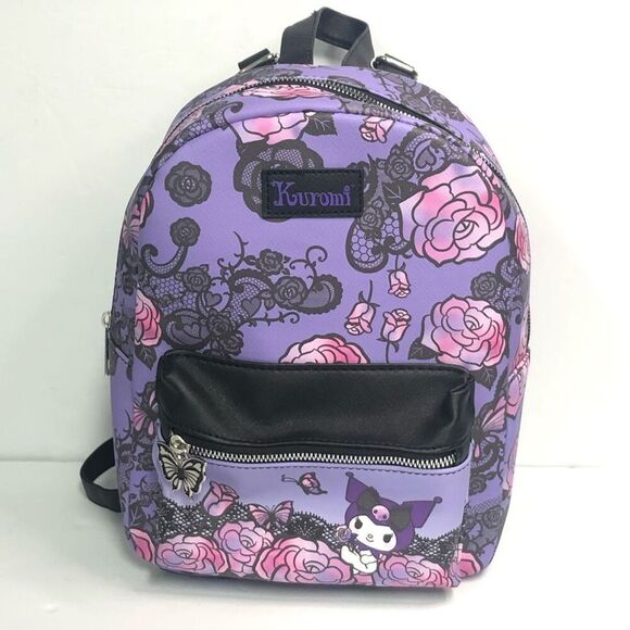 kuromi roses lace mini backpack purple sanrio zippered front pocket adju… - Picture 1 of 6
